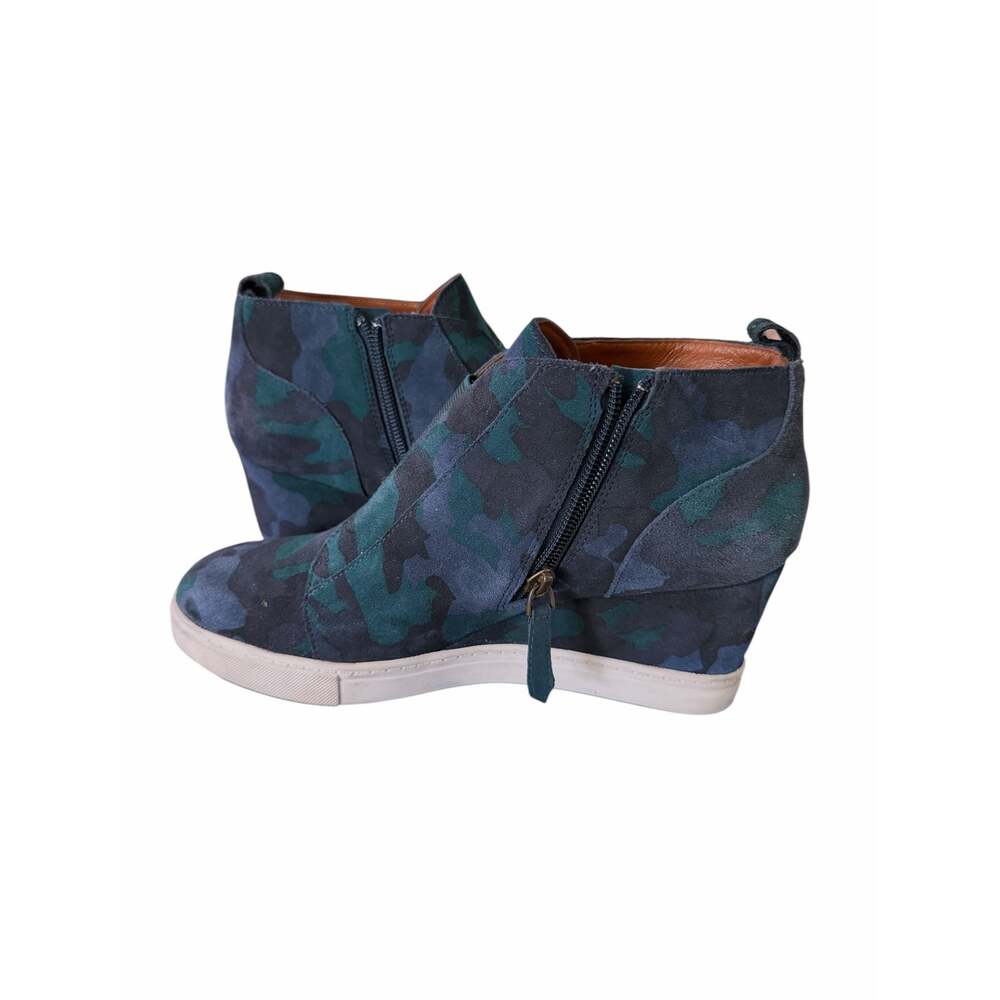 Linea Paolo Felicia Womens 8.5M Blue Camo Sneaker Suede Wedge Heel Ankle Bootie - Picture 4 of 7